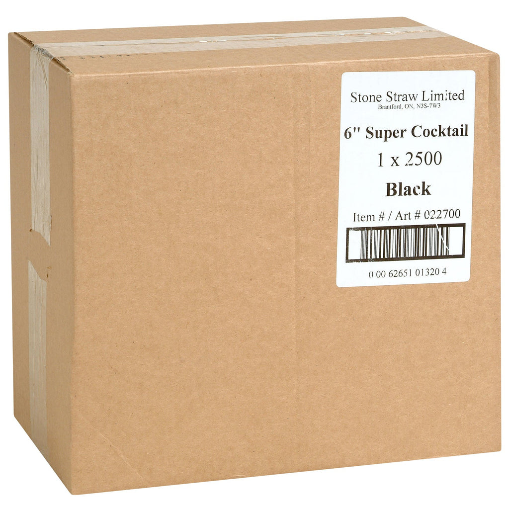 Straw Cocktail 6 in. Super Black - 1 x 2500 count - Stone Plastics - Packaging and Accessories - Restaurant Supplies and Equipment - Canadian Distribution-2