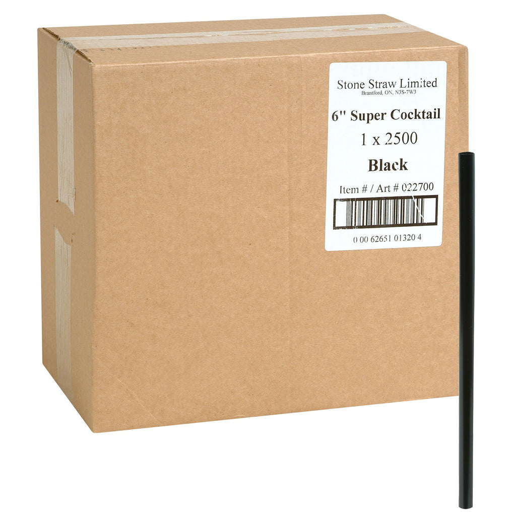 Straw Cocktail 6 in. Super Black - 1 x 2500 count - Stone Plastics - Packaging and Accessories - Restaurant Supplies and Equipment - Canadian Distribution-3