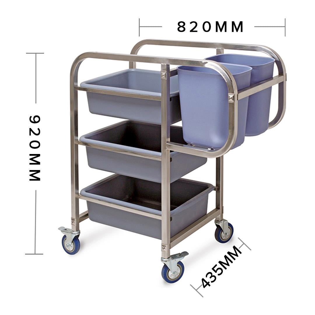 NNEAGS 3 Tier Food Trolley Food Waste Cart Five Buckets Kitchen Food Utility 82x43x92cm Square