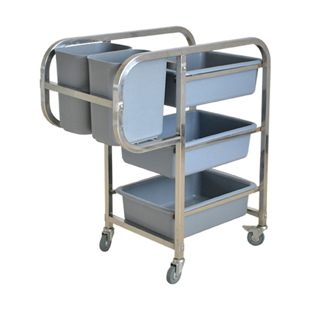 NNEAGS 3 Tier Food Trolley Food Waste Cart Five Buckets Kitchen Food Utility 82x43x92cm Square