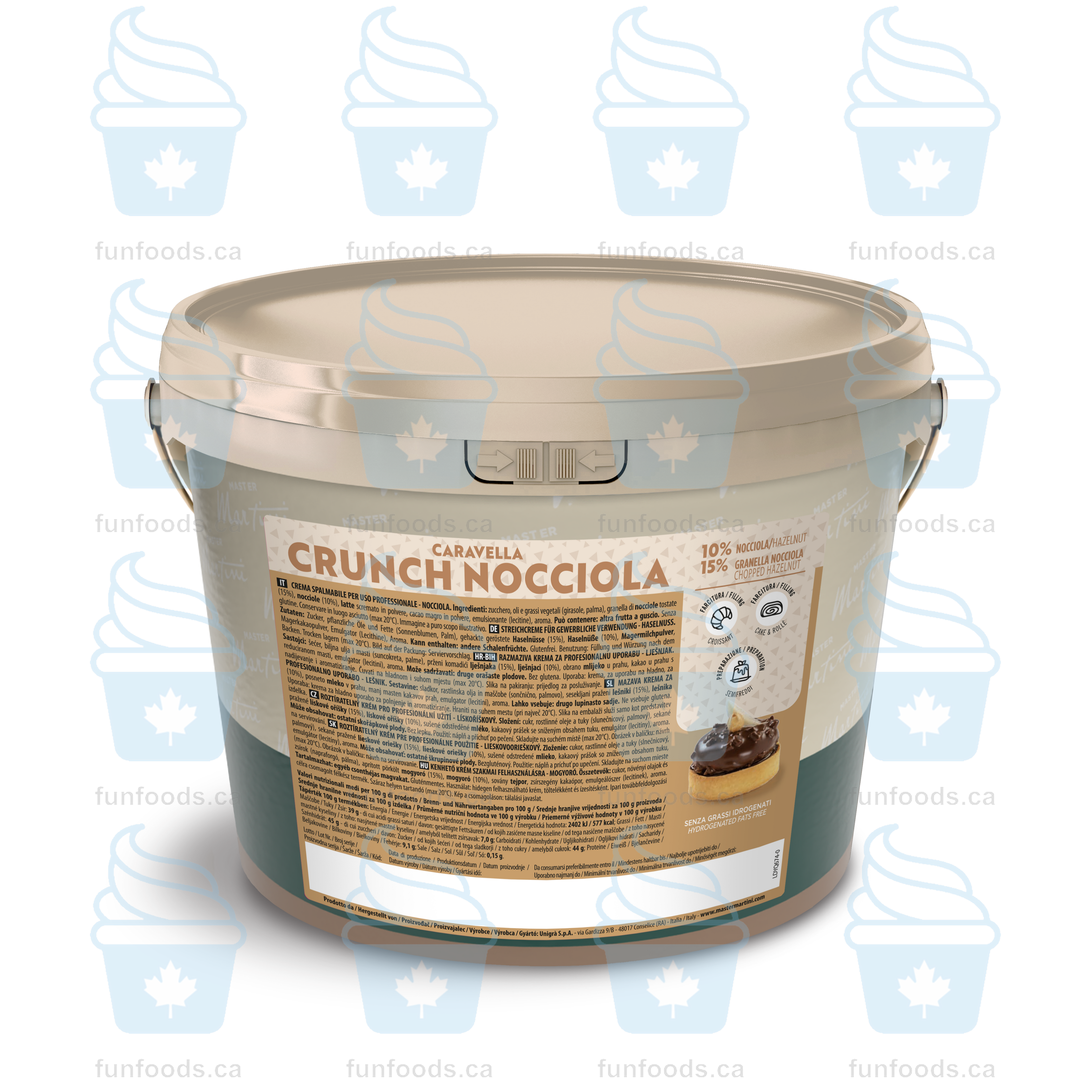 Crunchy Hazelnut Filling - 5 KG Bucket - Gran Caravella Crunch Nocciola Spreadable Cream - Master Martini Canada-0