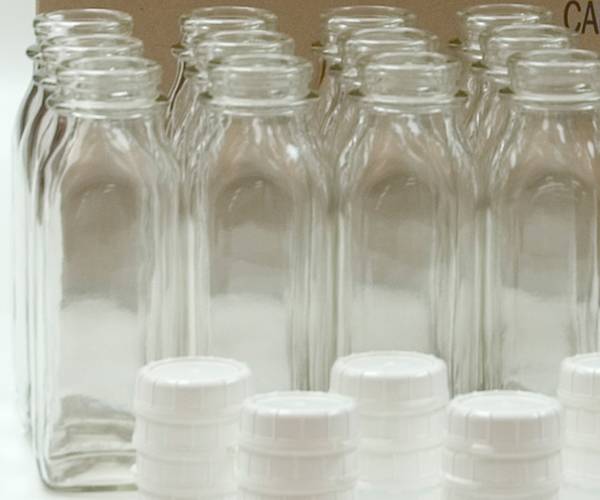 1 Liter Glass Bottles and Lids Combo Pack - 24 x 1 liter bottles and 36 white TEC 48mm lids per case - Ships Free Within Canada-0