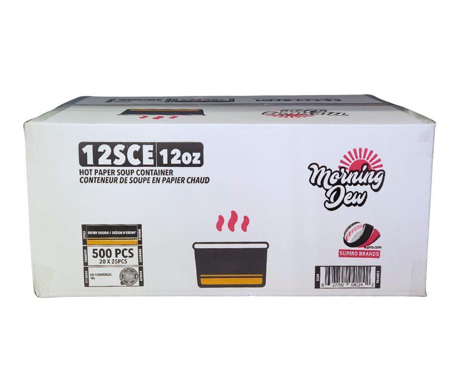 Morning Dew - 12 oz Paper Soup Container - Ebony Print - 20 x 25 count-4