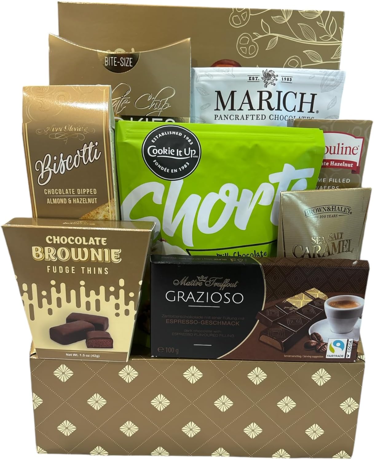 The Supreme Choice Gift Basket - Includes chocolate pretzels, chocolate chip cookies, dark chocolate sea salt caramel, hazelnut wafers, and more-0