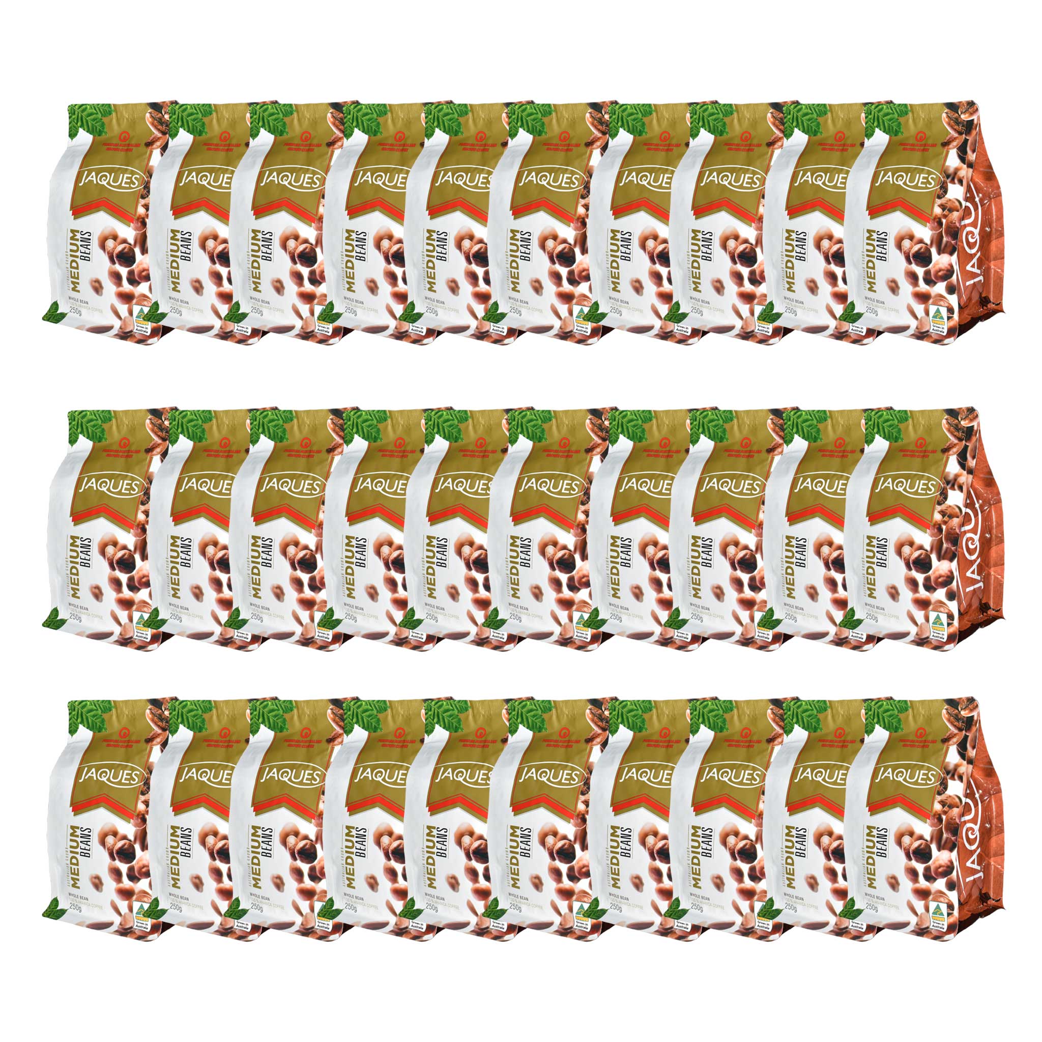 Carton 30 x 250g Medium Roast - Whole Beans (Jaques Coffee)