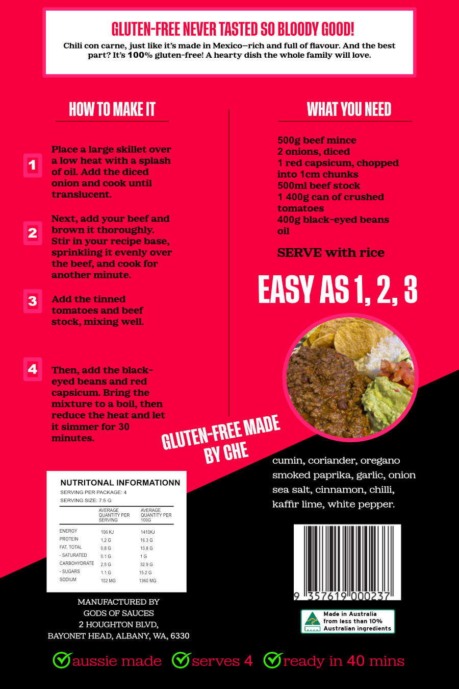 Gluten-Free Chilli Con Carne Recipe Base