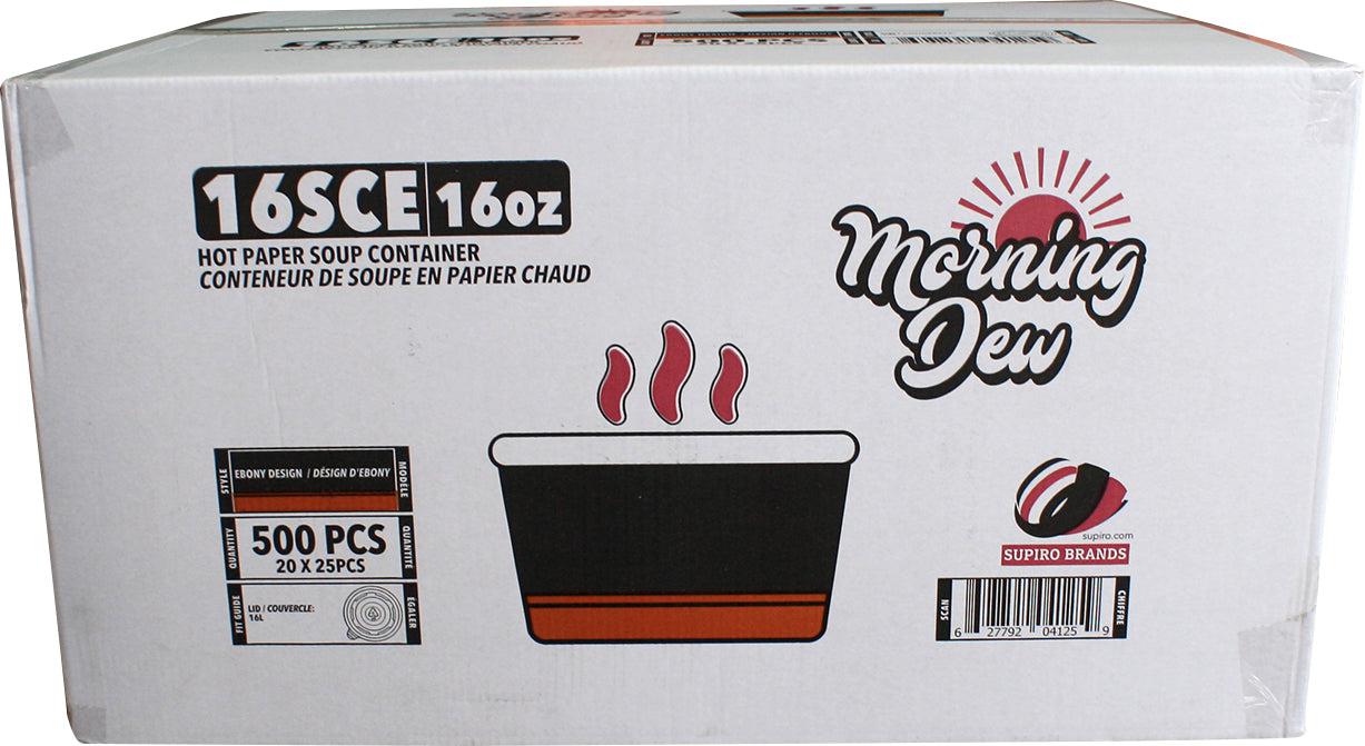 Morning Dew - 16 oz Paper Soup Container - Ebony Print - 20 x 25 count-4