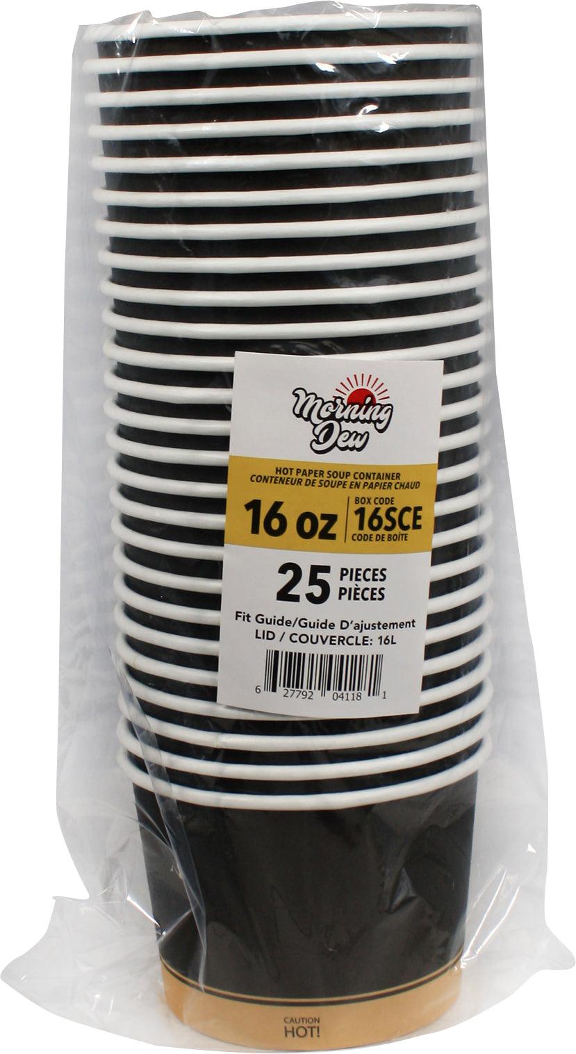 Morning Dew - 16 oz Paper Soup Container - Ebony Print - 20 x 25 count-2