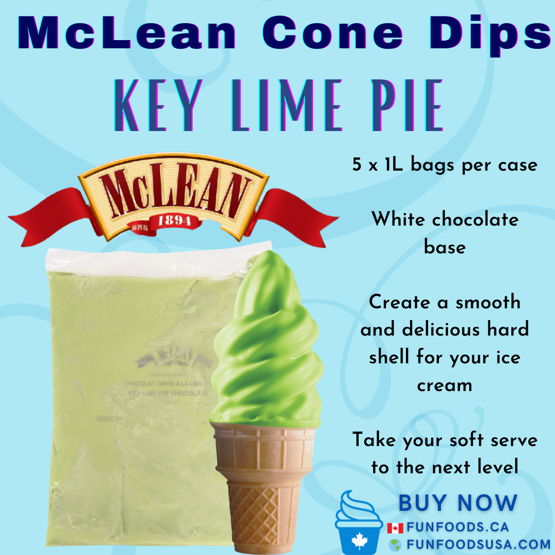 'REDUCED TO CLEAR' Key Lime Pie Chocolate Cone Dip Coating (Case = 5 x 1L Bags) by McLean Canada-1