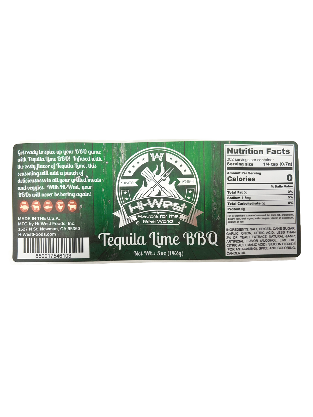 Hi-West Tequila Lime BBQ Seasoning