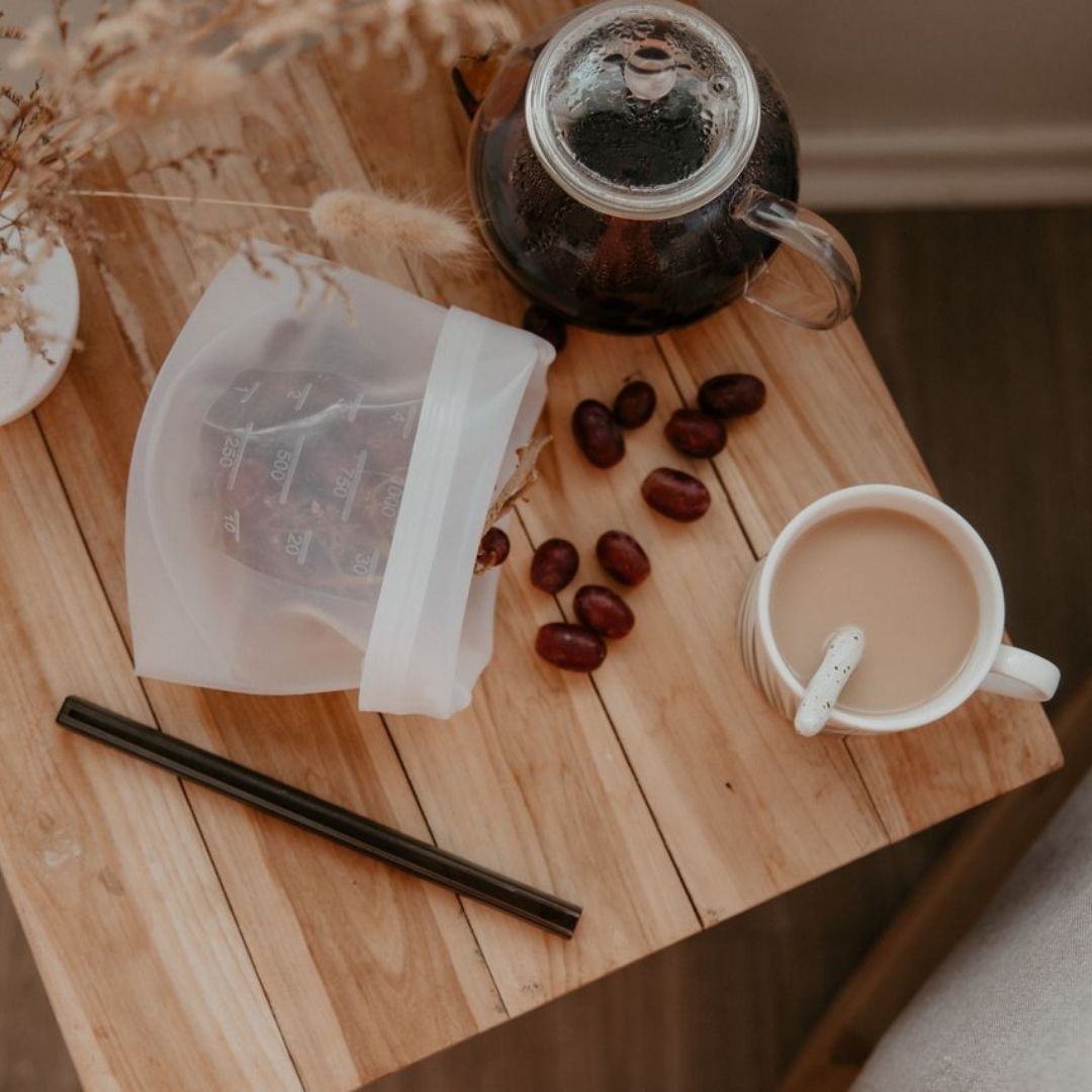 NNEDSZ 500mL - Reusable Food Grade Silicone Zip Lock Food Pouch