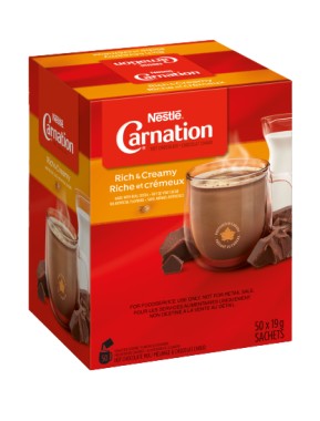 Hot Chocolate Rich and Creamy - Nestlé Carnation - 19g Sachets - 6 (50 x 19g)/Case-0