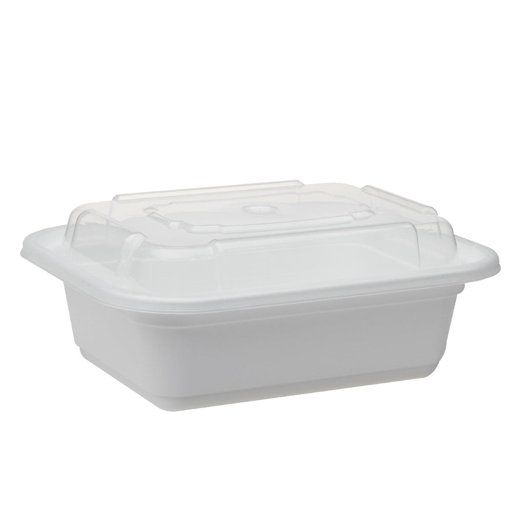 Container Plastic Rectangle White with Lid - 150 x 12 oz - Versatainer - Packaging and Accessories - Restaurant Supplies and Equipment - Canadian Distribution-0