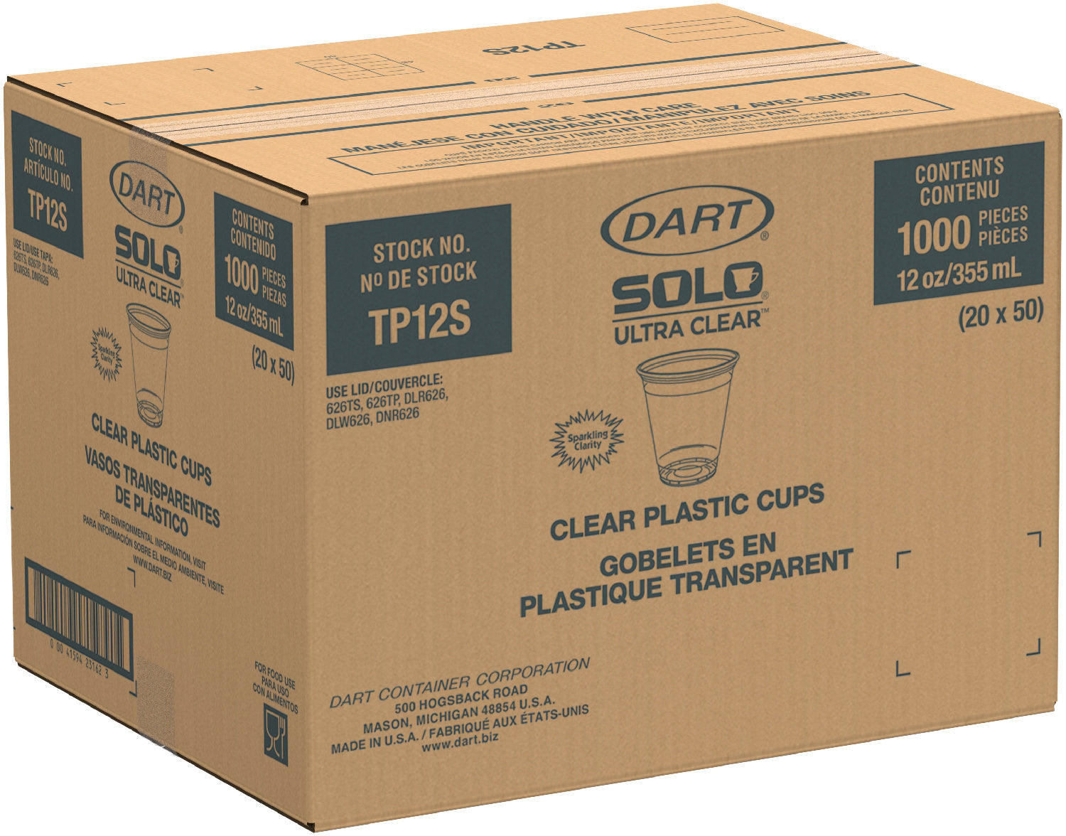 Cup Plastic Clear 12 oz. Squat - 20 x 50 count - Dart Container - Packaging and Accessories - Restaurant Supplies and Equipment - Canadian Distribution-4