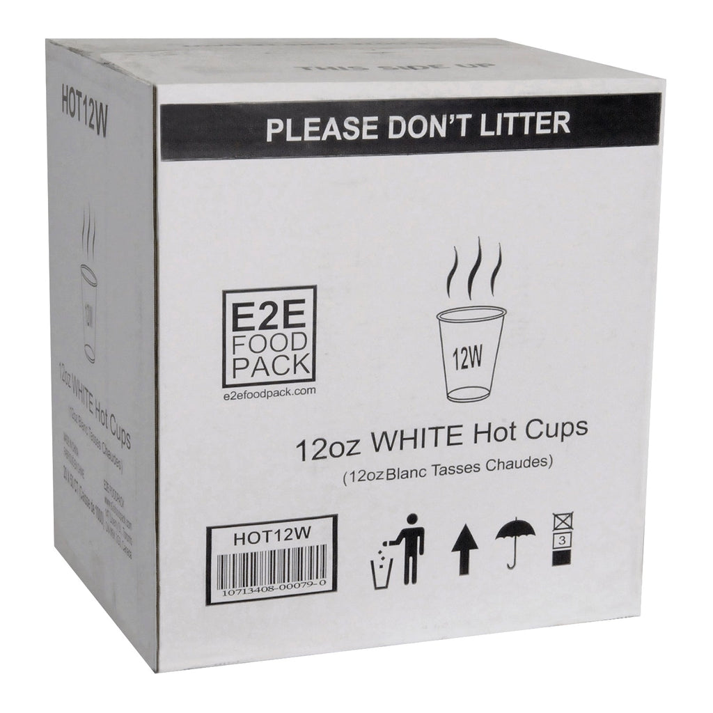 12 oz White Hot Drinks Paper Cups (1000 cups)-1